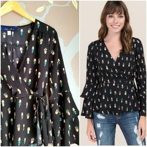 Bell sleeve Black Cactus blouse